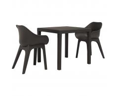 vidaXL Juego de mesa y sillas de jardín 3 piezas plástico marrón