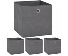 vidaXL Cajas de almacenaje 4 unidades textil no tejido 32x32x32cm gris