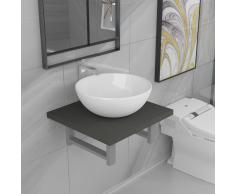 vidaXL Conjunto de muebles de baño 2 piezas cerámica gris