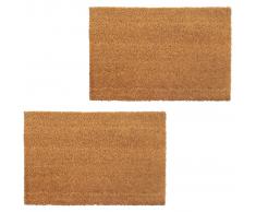 vidaXL Felpudo de fibra de coco color natural 2 unidades 24mm 40x60cm