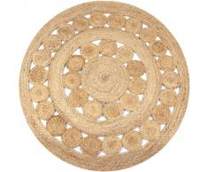 vidaXL Alfombra redonda 120 cm yute trenzado con diseño