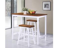 vidaXL Set de mesa y taburete de bar 3 piezas madera maciza
