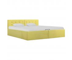 vidaXL Cama canapé hidráulica almacenaje tela amarillo lima 160x200 cm