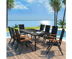 vidaXL Conjunto de muebles de jardín 9 piezas ratán sintético negro