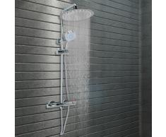 vidaXL Kit de ducha combinado con termostato acero inoxidable