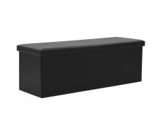 vidaXL Banco de almacenaje plegable piel sintética 110x38x38 cm negro