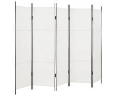 vidaXL Biombo de 5 paneles blanco 250x180 cm