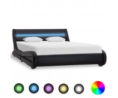 vidaXL Estructura de cama con LED de cuero sintético negro 120x200 cm