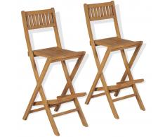 vidaXL Taburetes plegables de bar de jardín 2 uds madera teca maciza