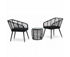 vidaXL Set de mesa y sillas de jardín 3 piezas ratán sintético negro