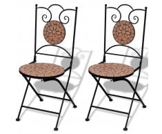 vidaXL Conjunto de 2 sillas jardín mosaico terracota
