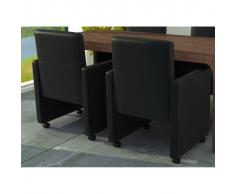 vidaXL Sillas de comedor 2 unidades cuero sintético negro