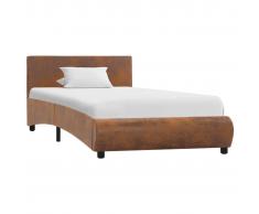 vidaXL Estructura de cama de cuero sintético marrón 100x200 cm