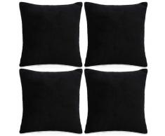 vidaXL Fundas de cojín de terciopelo 80x80 cm negro 4 unidades