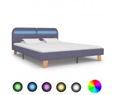 vidaXL Estructura de cama con LED tela gris claro 180x200 cm