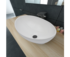 vidaXL Lavabo lujoso de cerámica ovalado blanco 40 x 33 Cm