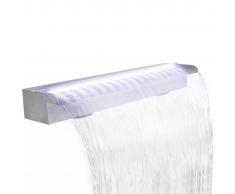 vidaXL Fuente cascada rectangular LED piscina acero inoxidable 90 cm