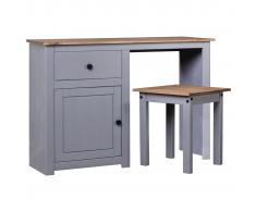 vidaXL Juego de tocador 2 piezas madera maciza pino estilo Panamá gris