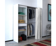 vidaXL Armario ropero con cortina ajustable en anchura 121-168cm blanco