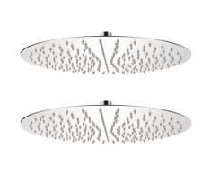 vidaXL Cabezal de ducha efecto lluvia 2 uds acero inoxidable Ø 40 cm