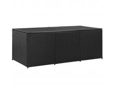 vidaXL Caja de almacenaje de jardín ratán sintético negro 180x90x75 cm