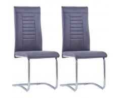 vidaXL Sillas de comedor 2 unidades piel de ante artificial gris