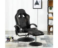 vidaXL Sillón de masaje con reposapiés cuero sintético gris