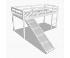 vidaXL Cama alta para niños con tobogán y escalera madera blanca