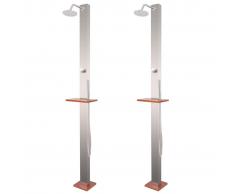 vidaXL Ducha de jardín 2 uds acero inoxidable 210 cm