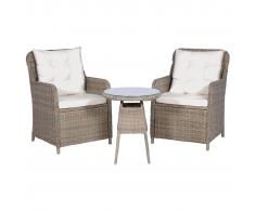 vidaXL Set muebles de jardín 3 pzas con cojines ratán sintético marrón