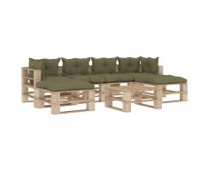 vidaXL Set muebles de palés para jardín 8 piezas madera cojines beige