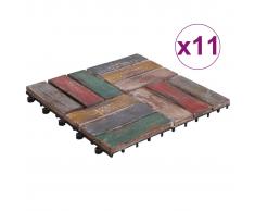 vidaXL Baldosas de terraza 11 uds madera maciza reciclada 30x30 cm