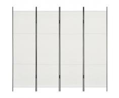 vidaXL Biombo divisor de 4 paneles blanco 200x180 cm