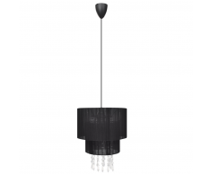 vidaXL Lámpara de techo colgante negra con cristales