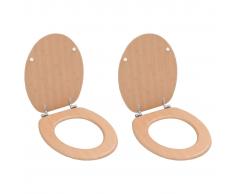 vidaXL Asiento de inodoro WC 2 uds tapa cierre duro suave MDF bambú