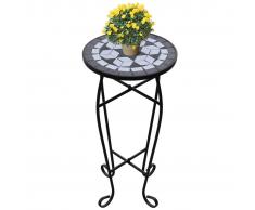 vidaXL Mesa Auxiliar Mesa Para Plantas De Mosaico Color Negro Y Blanco