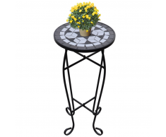 vidaXL Mesa Auxiliar Mesa Para Plantas De Mosaico Color Negro Y Blanco