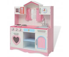 vidaXL Cocinita de juguete de madera rosa y blanca 82x30x100 cm
