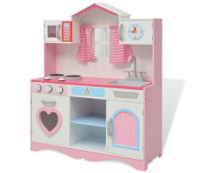 vidaXL Cocinita de juguete madera 82x30x100 cm rosa y blanca
