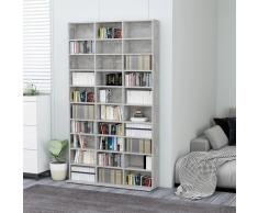 vidaXL Estantería para CD de aglomerado gris hormigón 102x16x177,5 cm