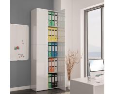 vidaXL Armario de oficina de aglomerado blanco brillante 60x32x190 cm