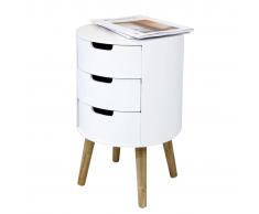 bhp Mesa auxiliar con 3 cajones y patas de madera MDF blanco B154325D