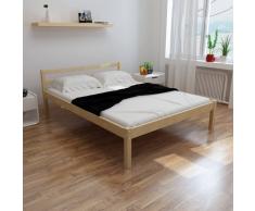 vidaXL Cama de madera de pino maciza natural 140 x 200 cm