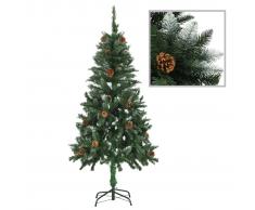 vidaXL Árbol de Navidad artificial con piñas y brillo blanco 150 cm