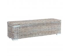 vidaXL Caja almacenaje ratán kubu y madera maciza mango blanco 120 cm