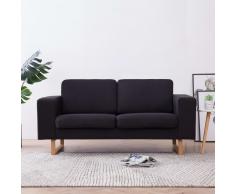 vidaXL Sofá de 2 plazas de tela negro