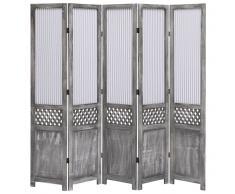 vidaXL Biombo divisor de 5 paneles tela gris 175x165 cm
