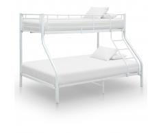 vidaXL Estructura de litera de metal blanco 140x200 cm/90x200 cm