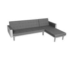 vidaXL Sofá cama esquinero tela 218x155x69 cm blanco y gris