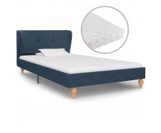 vidaXL Cama con colchón tela azul 90x200 cm